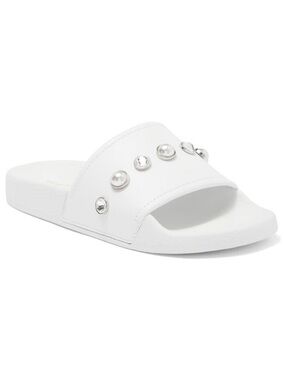 STUART WEITZMAN Sandals Pearlshine Pool
Slide Leather Pearl Crystal Embellished